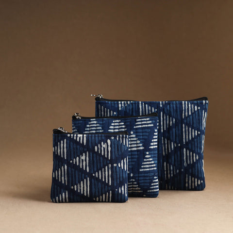 Set of 3 - handmade cotton utility pouches 10 - handcrafted