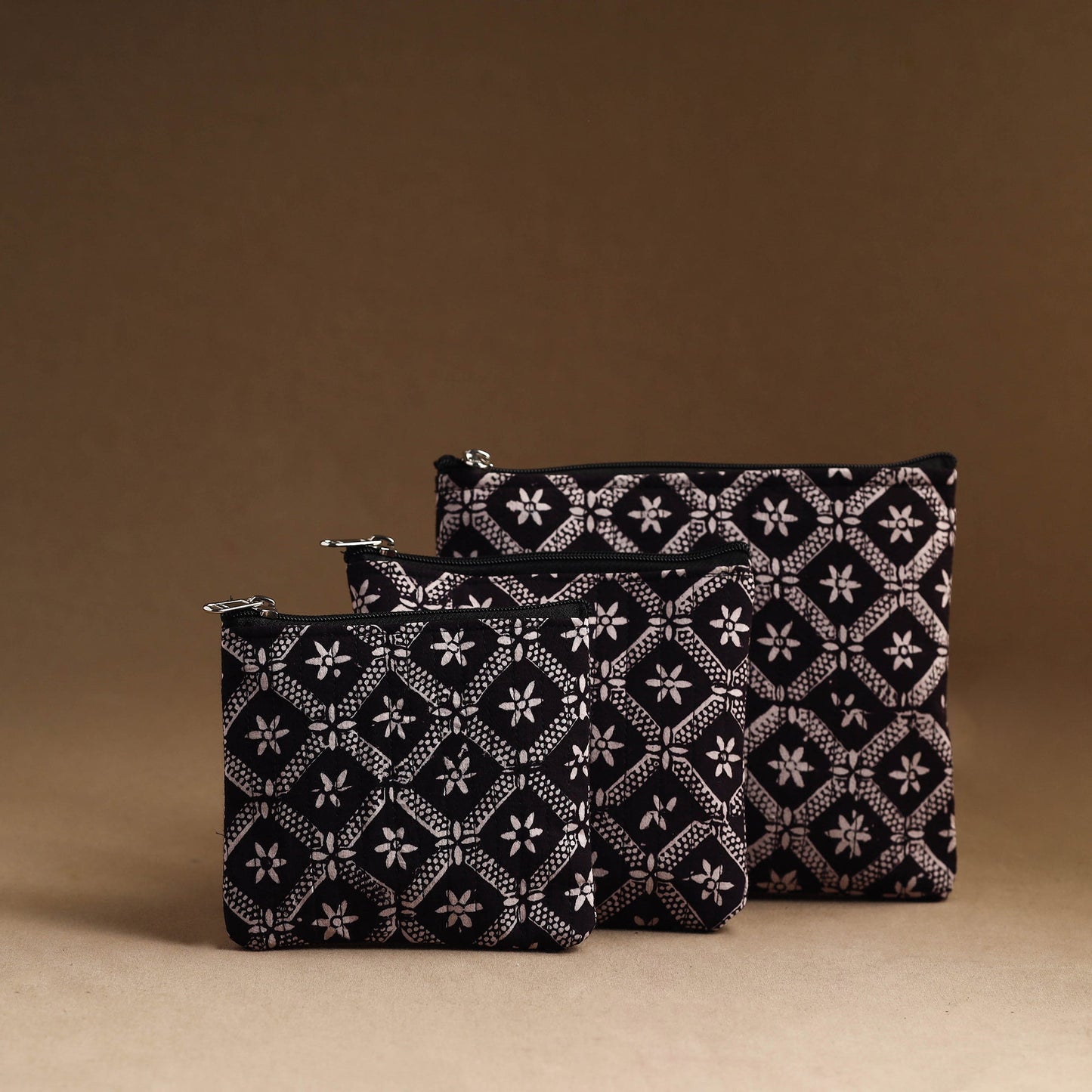 Set of 3 - handmade cotton utility pouches 15 - handcrafted