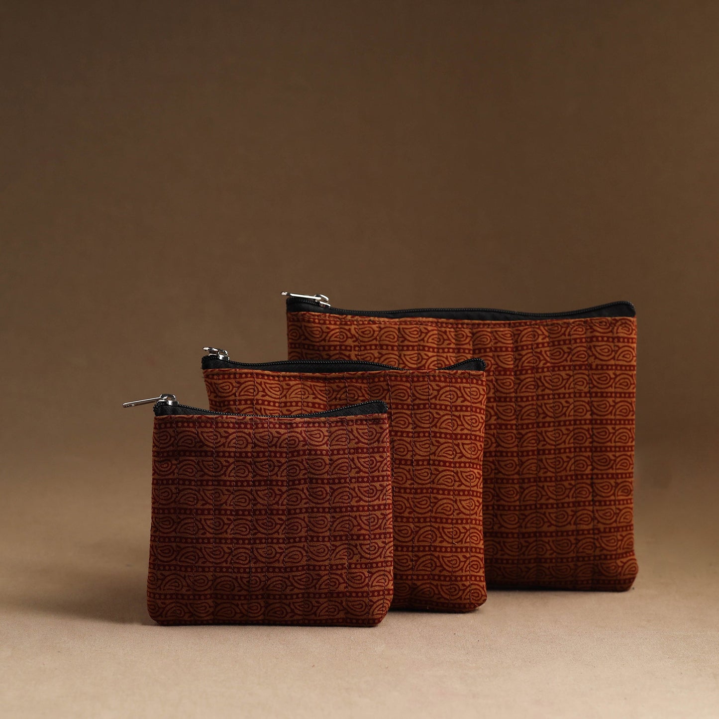 Set of 3 - handmade cotton utility pouches 20 - handcrafted