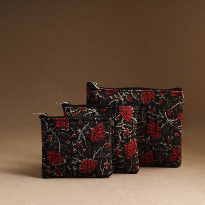 Set of 3 - handmade cotton utility pouches 24 - handcrafted