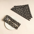 Set of 4 - Black Bagru Block Printed Cotton Table Napkins