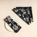  Set of 4 - Black Bagru Block Printed Cotton Table Napkins