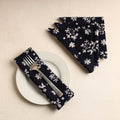 Set of 4 - Black Hand Batik Printed Cotton Table Napkins