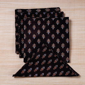  Black Hand Block Prints Cotton Table Napkin