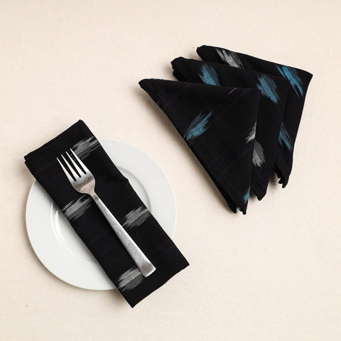  Black Set of 4 - Pochampally Ikat Weave Cotton Table Napkins (18 x 18 in) 75