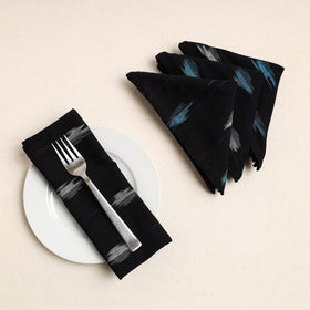  Black Set of 4 - Pochampally Ikat Weave Cotton Table Napkins (18 x 18 in) 75