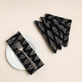 Set of 4 - Black Pochampally Ikat Weave Cotton Table Napkins