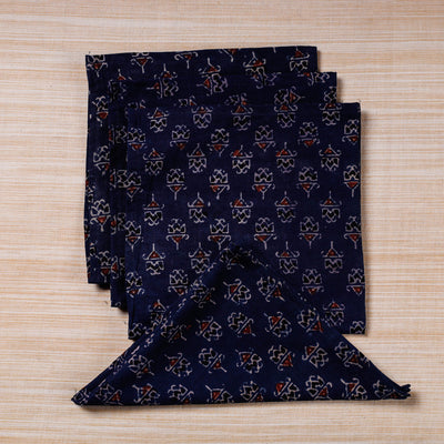  Blue Hand Block Prints Cotton Table Napkin
