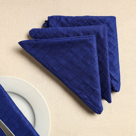 Set of 4 - blue pintuck plain cotton table napkins (18 x 18