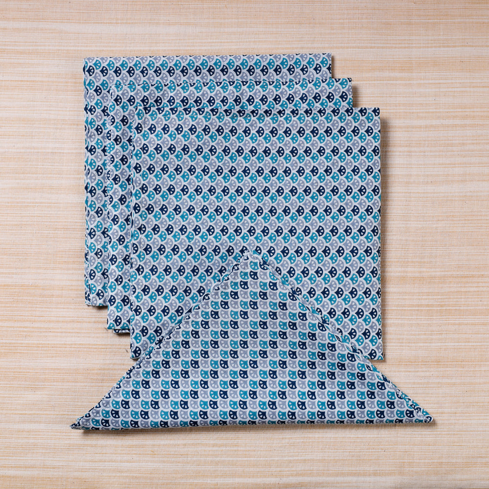  Blue Hand Block Prints Cotton Table Napkin