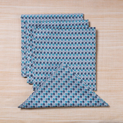  Blue Hand Block Prints Cotton Table Napkin