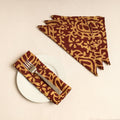  Brown Set of 4 - Hand Batik Printed Cotton Table Napkins
