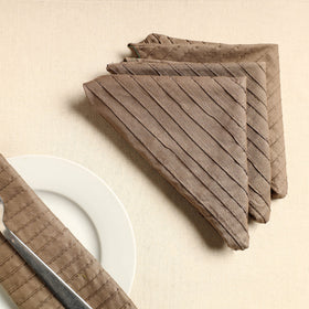 Set of 4 - brown pintuck plain cotton table napkins (18 x