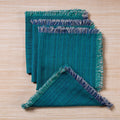  Green Handspun Handwoven Double Side Pure Cotton Table Napkins