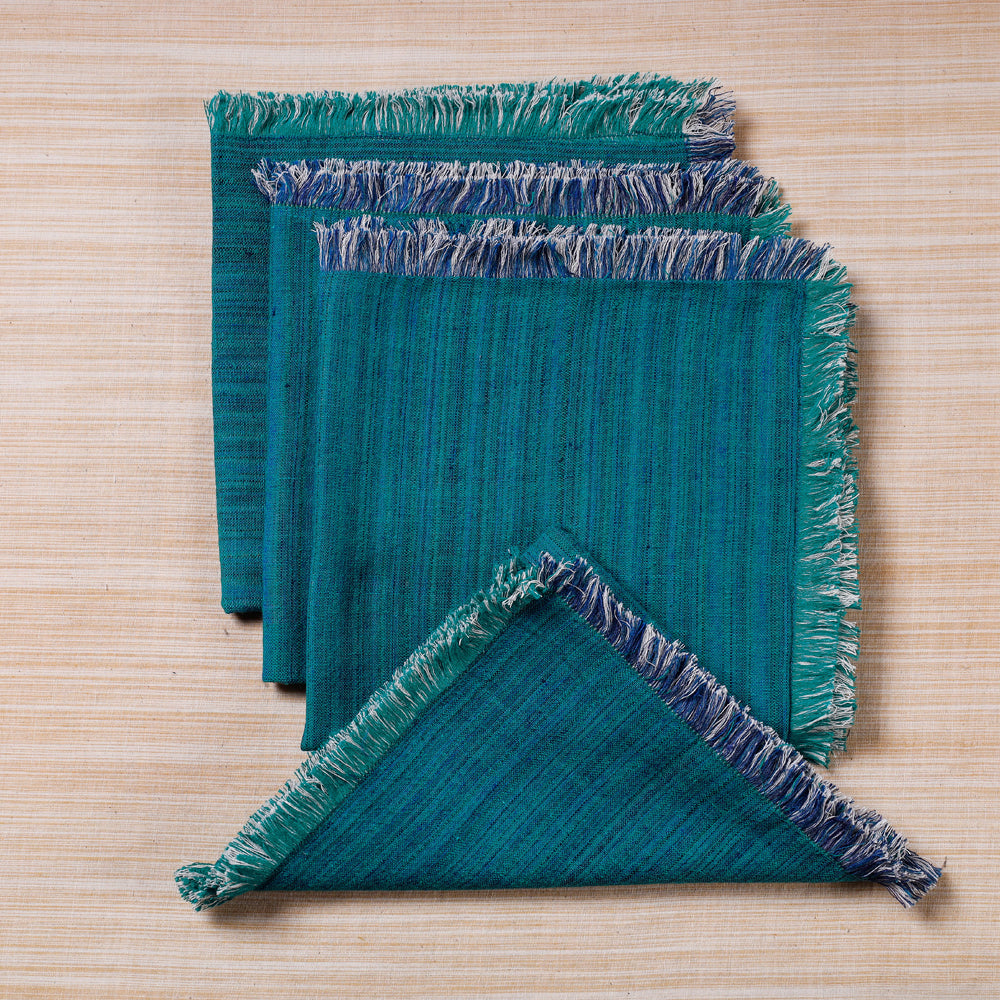  Green Handspun Handwoven Double Side Pure Cotton Table Napkins
