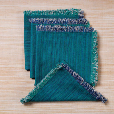  Green Handspun Handwoven Double Side Pure Cotton Table Napkins