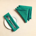 Set of 4 - green pintuck plain cotton table napkins (18 x
