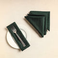 Set of 4 - green pintuck plain cotton table napkins (18 x
