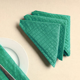Set of 4 - Green Pintuck Plain Cotton Table Napkins