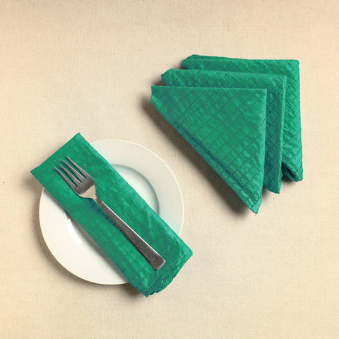 Set of 4 - Green Pintuck Plain Cotton Table Napkins