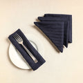 Set of 4 - Grey Pintuck Plain Cotton Table Napkins 