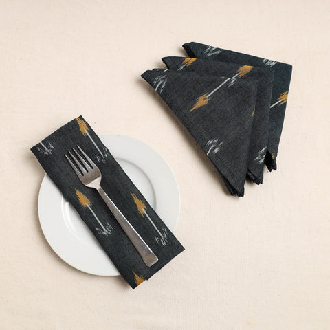 Set of 4 - Grey Pochampally Ikat Weave Cotton Table Napkins (18 x 18 in) 58
