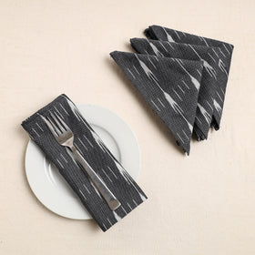 Set of 4 - Grey Pochampally Ikat Weave Cotton Table Napkins