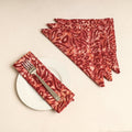 Set of 4 - Maroon Hand Batik Printed Cotton Table Napkins