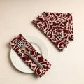  Maroon Set of 4 - Hand Batik Printed Cotton Table Napkins