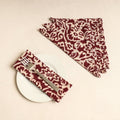 Set of 4 - Maroon Hand Batik Printed Cotton Table Napkins