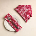 Set of 4 - Pink Hand Batik Printed Cotton Table Napkins