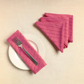 Set of 4 - pink pintuck plain cotton table napkins (18 x 18
