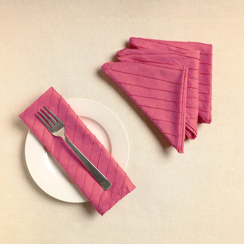 Set of 4 - pink pintuck plain cotton table napkins (18 x 18