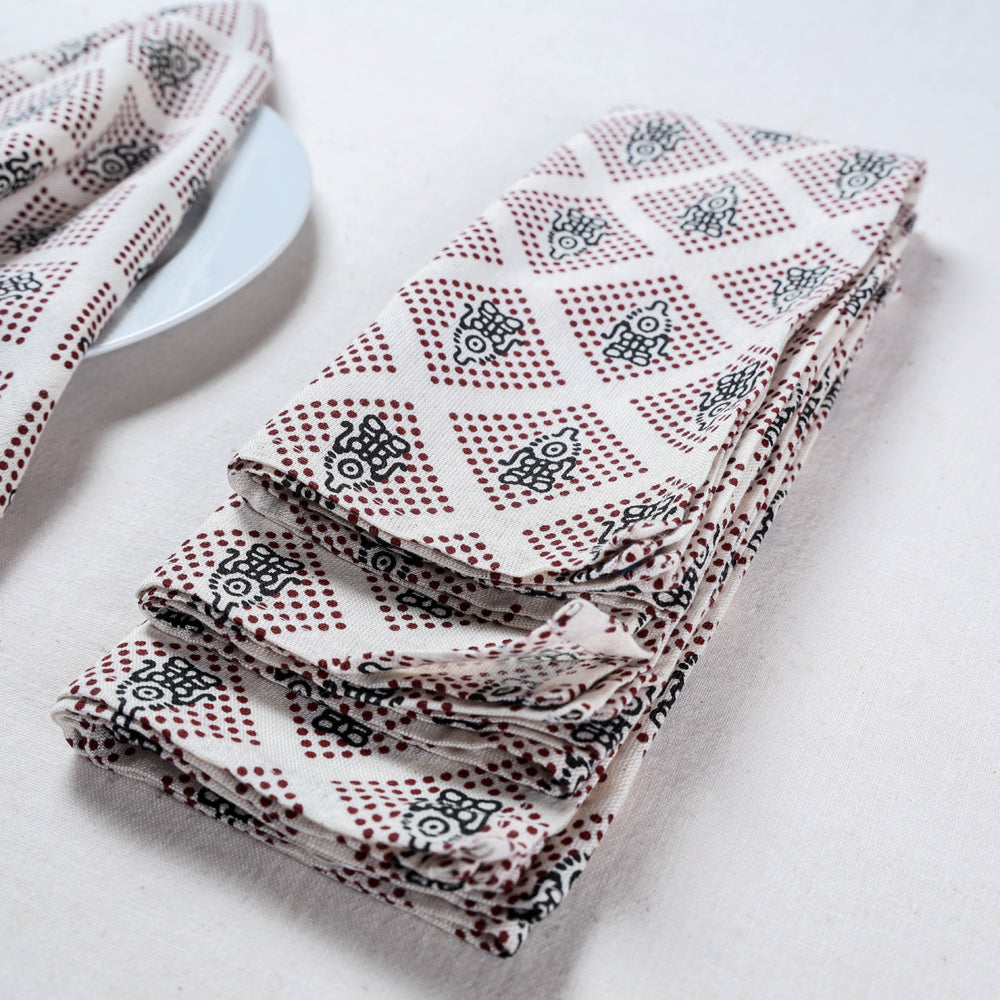  White Handmade Cotton Fabric Table Napkins