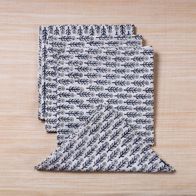  White Hand Block Prints Cotton Table Napkin