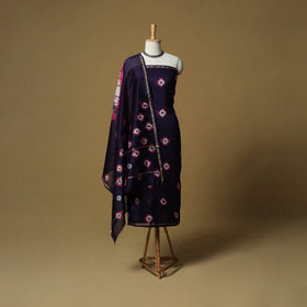 Shibori tie-dye chanderi silk 3pc unstitched dress material