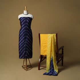 Shibori tie-dye chanderi silk 3pc unstitched dress material