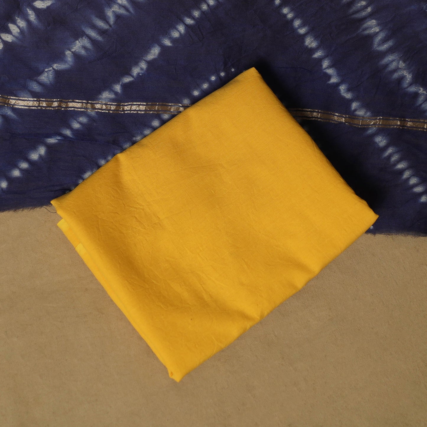 Shibori tie-dye chanderi silk 3pc unstitched dress material