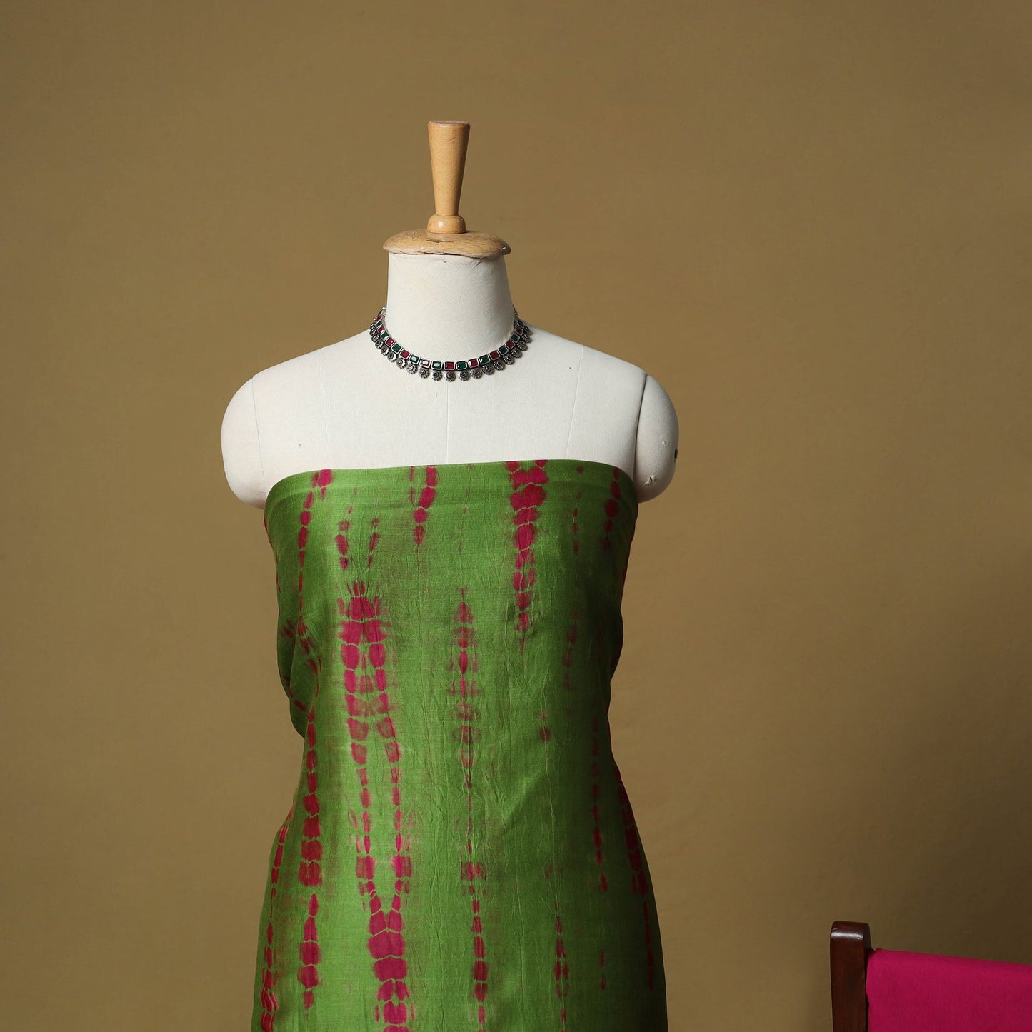Shibori tie-dye chanderi silk 3pc unstitched dress material