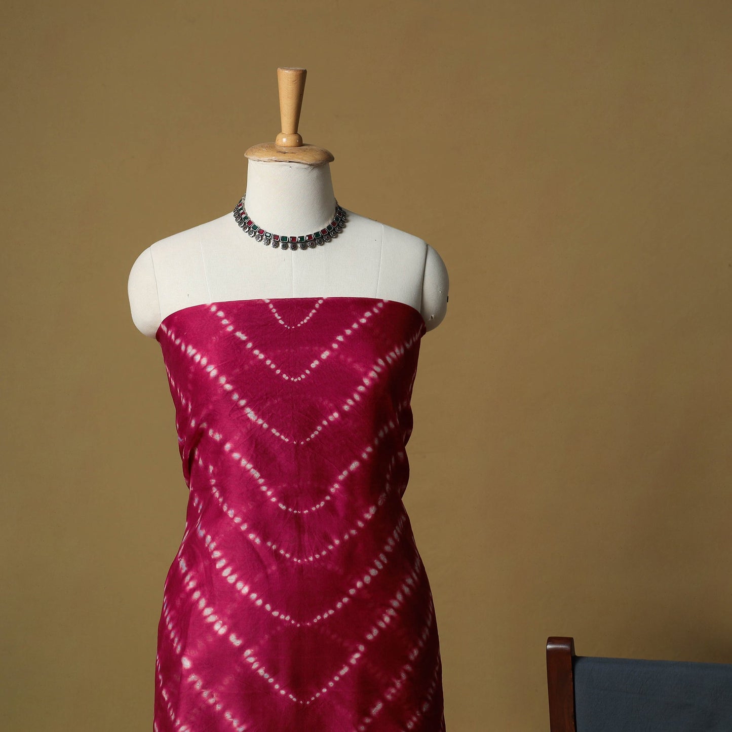 Shibori tie-dye chanderi silk 3pc unstitched dress material