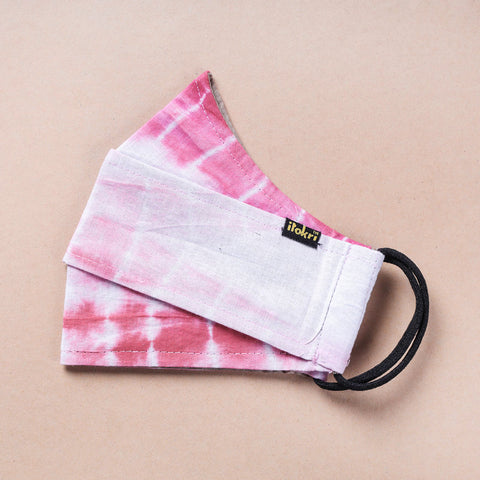  Shibori Tie-Dye Cotton 3 Layer Maska Snug Fit Face Cover 