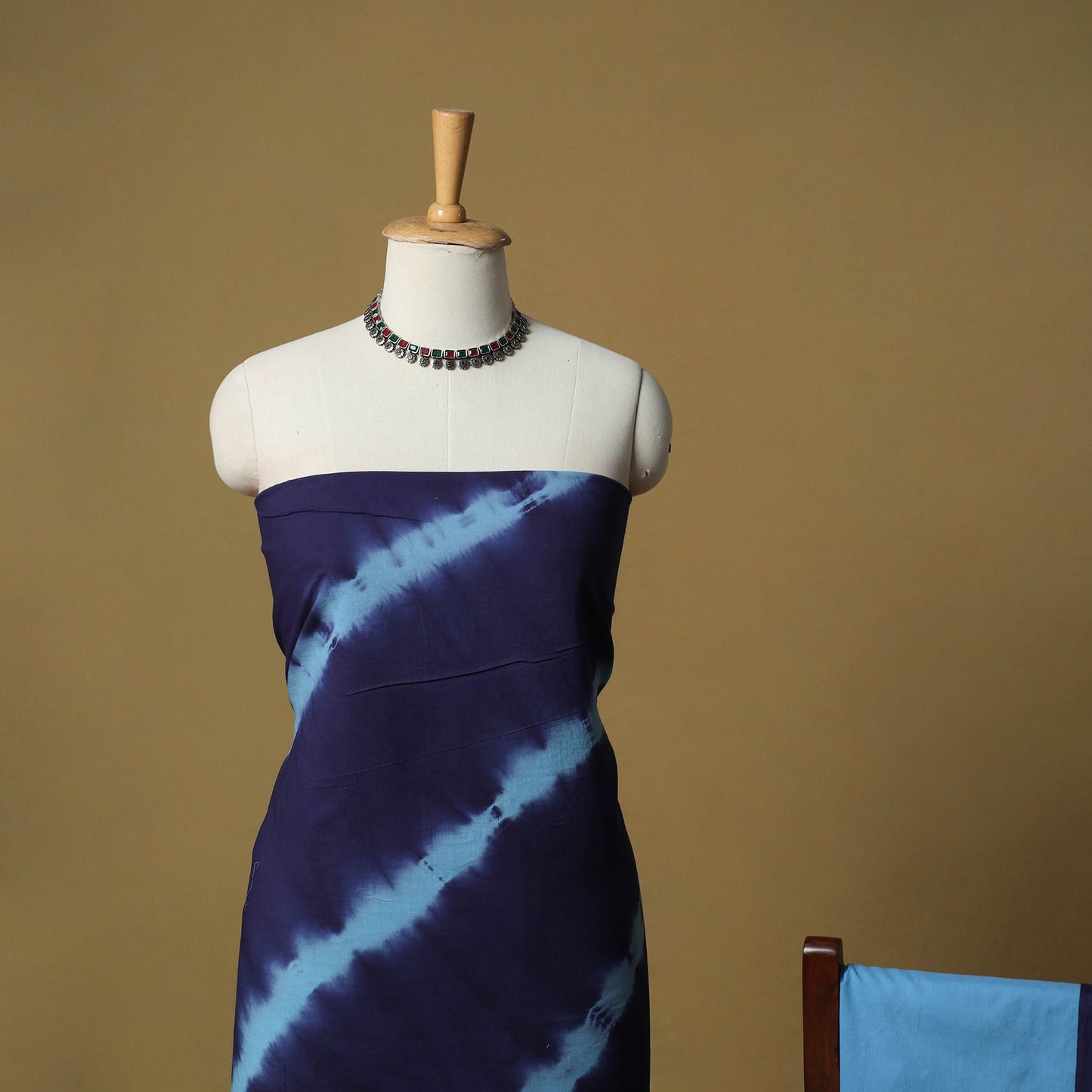 Shibori tie-dye cotton 3pc unstitched dress material suit