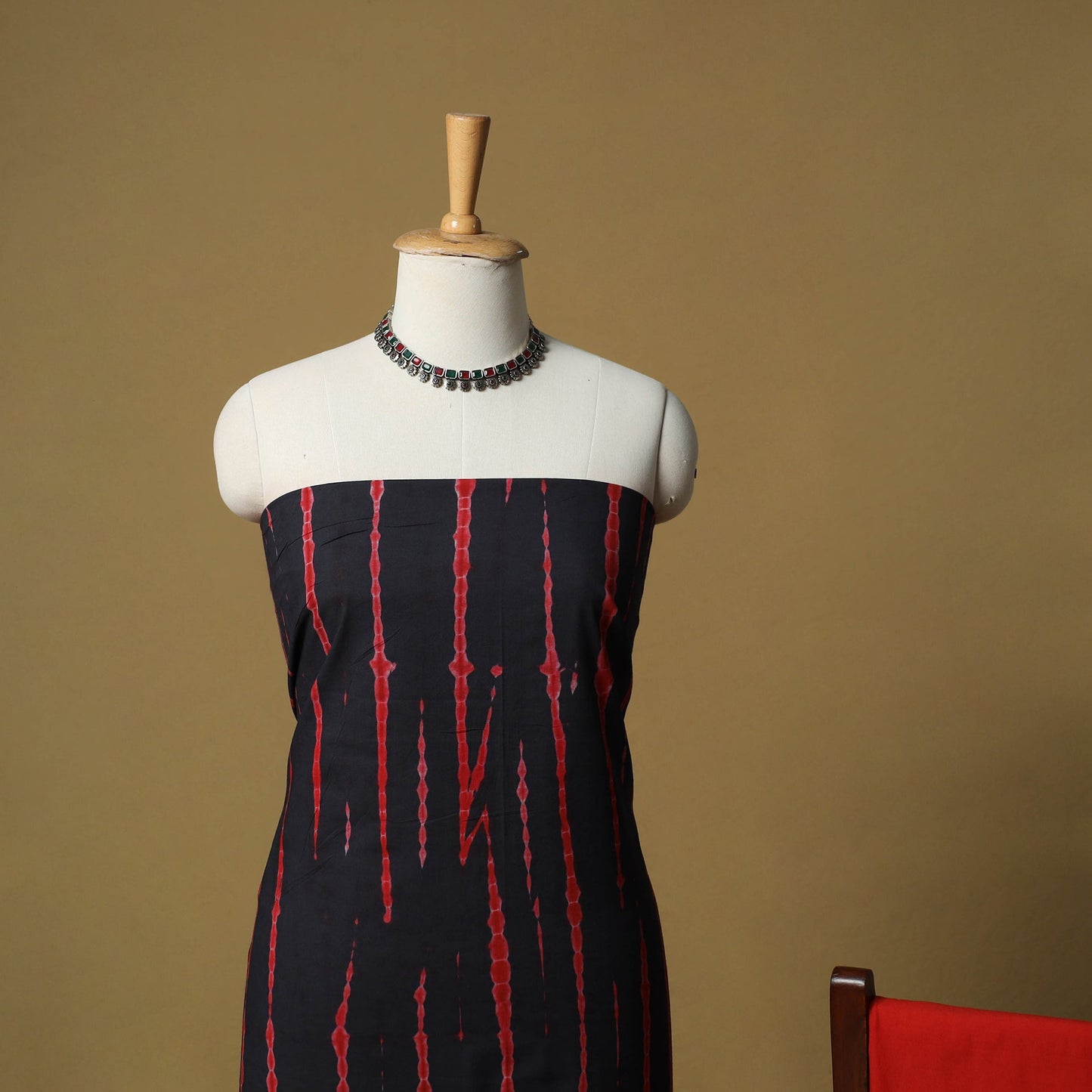 Shibori tie-dye cotton 3pc unstitched dress material suit