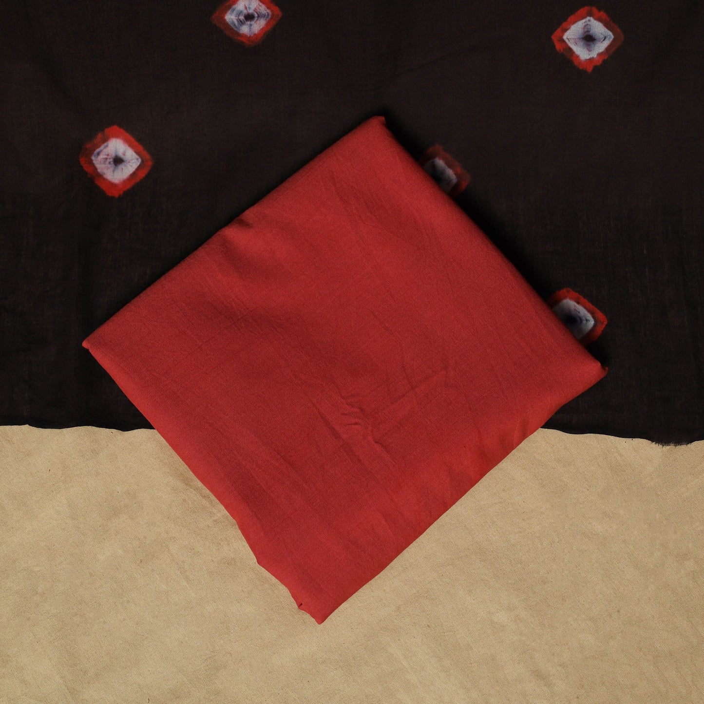 Shibori tie-dye cotton 3pc unstitched dress material suit