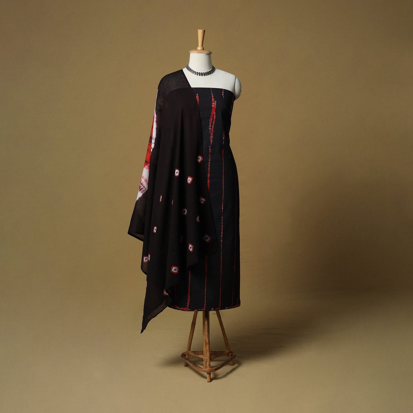 Shibori tie-dye cotton 3pc unstitched dress material suit