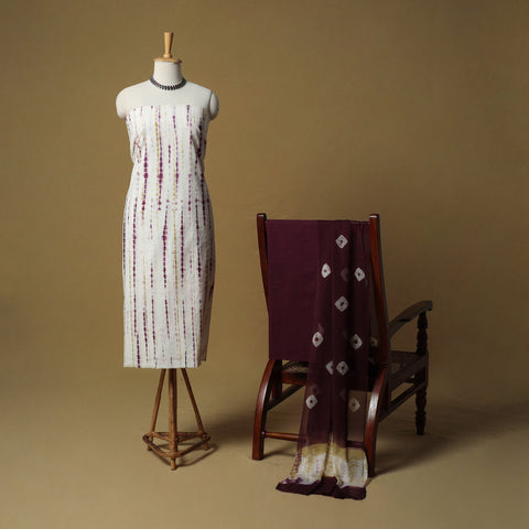 Shibori tie-dye cotton 3pc unstitched dress material suit