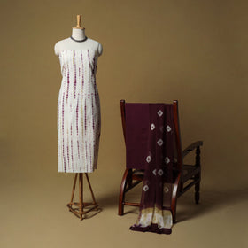 Shibori tie-dye cotton 3pc unstitched dress material suit