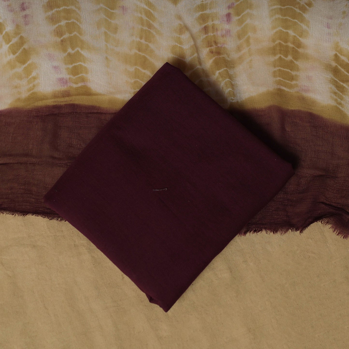 Shibori tie-dye cotton 3pc unstitched dress material suit