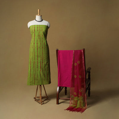 Shibori tie-dye cotton 3pc unstitched dress material suit