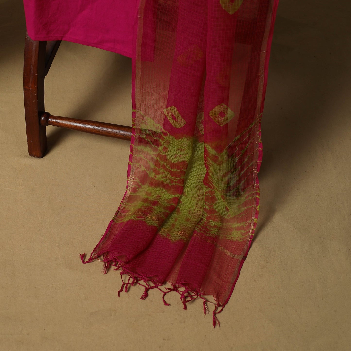 Shibori tie-dye cotton 3pc unstitched dress material suit